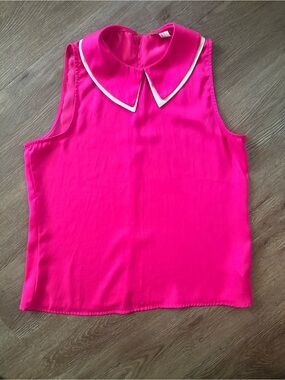 Forever 21 - Bright Pink Sleeveless Top with Contrast Collar